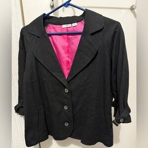 Cato Black Blazer with Bright Pink Interior